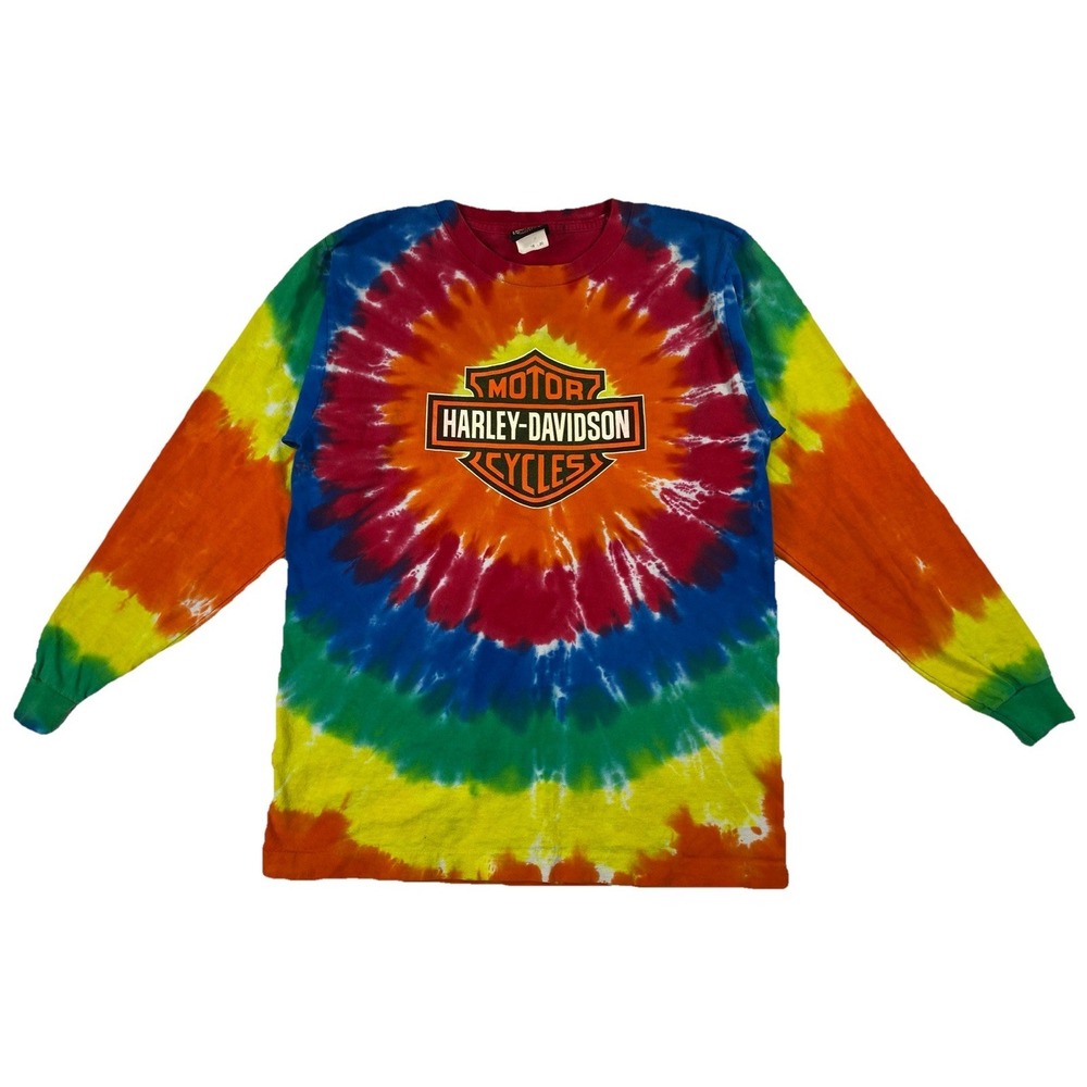 Vintage HARLEY-DAVIDSON T-Shirt Tie Dye Long Sleeve 1999 USA Youth 18-20 XXL